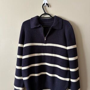 Navy and White Striped Sweater